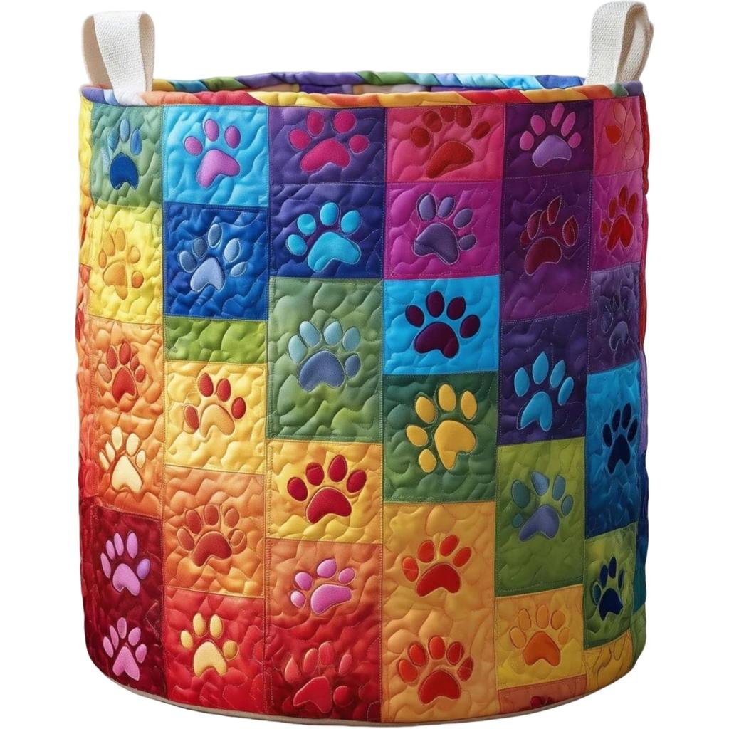 Large Quilted Laundry Storage Basket 51x71cm Durable Fabric Organizer with Handles for Clothes Toys and Household Items