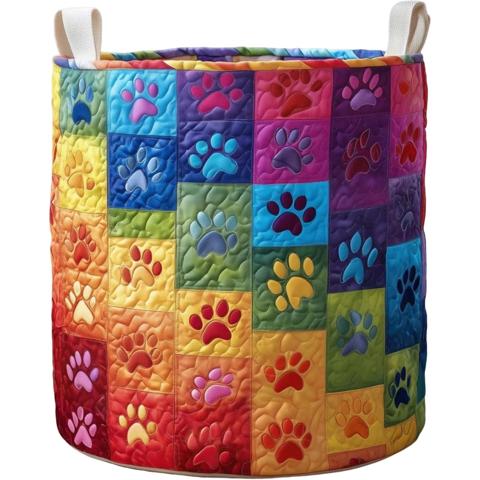 

Quilted Laundry Storage Basket Medium Size 41x56cm Durable Fabric Handles Reinforced Stitching for Household Organization and Storage One Size
