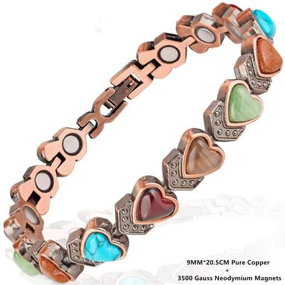 Aeteey Heart-shaped Pure Copper Bracelet for Women Magnetic Wristband Jewelry Gifts