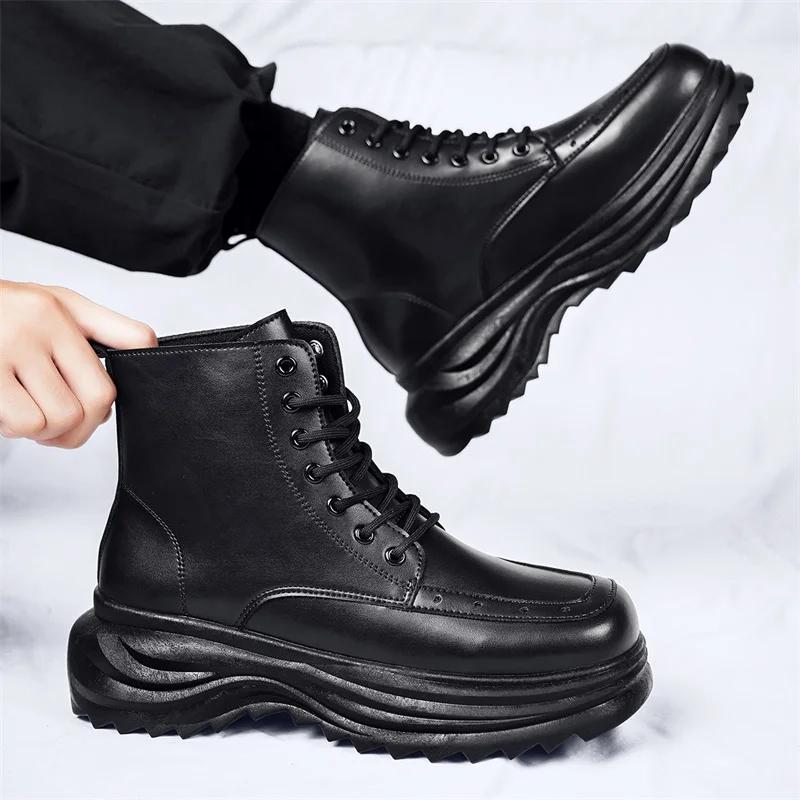 High Boots Men Booties Man Work and Safety Shoes Men's Leather Winter Shoes Taco Ankle Boots Mens Shoe Brown Boot Cowboy Snow &