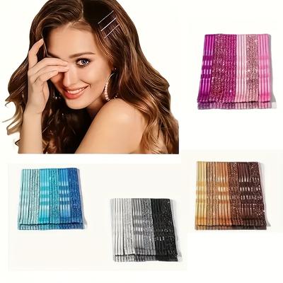 24 peças grampos de cabelo brilhantes um grampo grampos de cabelo de laca colorida grampos de cabelo de onda de metal