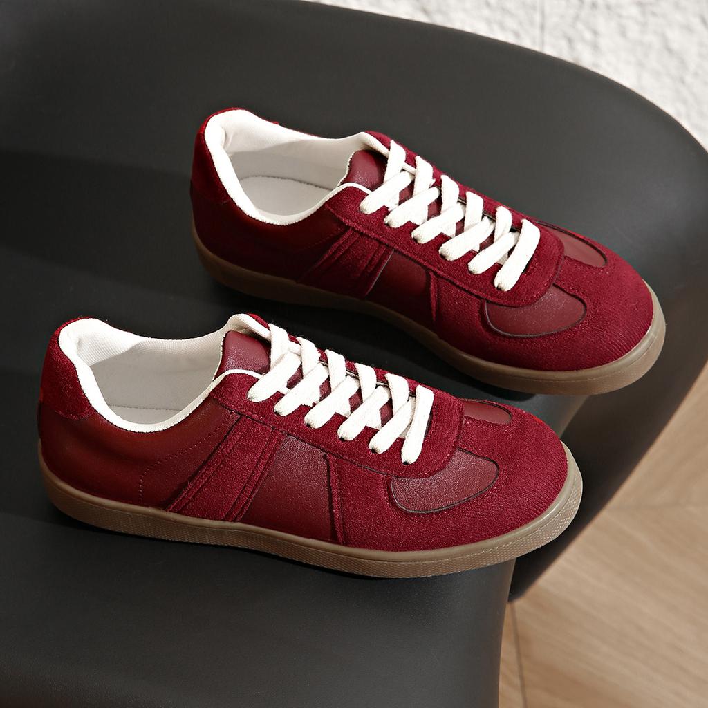 Ladies' Classic Low Cut Sneakers - Comfortable Lace Up Casual Shoes, All Season Sneakers, Training Shoes, Solid Color, Flat Head, Lace Up Closure