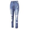 European and American Fashion High Waist Tight Ripped Jeans Trousers Women Ripped Skinny Jeans Women
