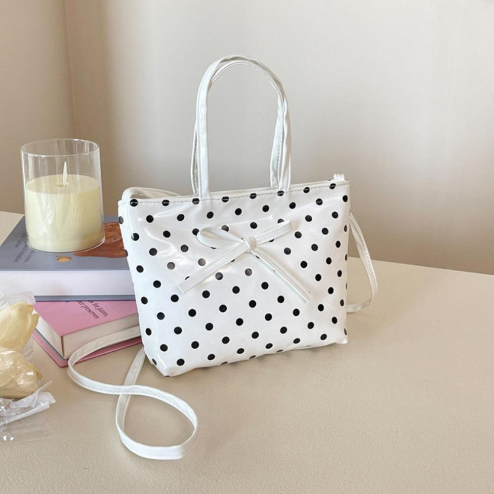 Polka Dot Lace Plaid Handbag Bowknot Sweet Crossbody Bag Portable Lattice Cherry Handbag  Students