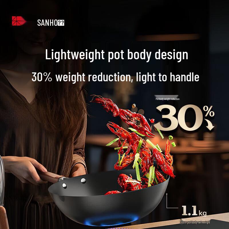 Sanhe 0-Coating Titanium Iron Non-Stick Wok