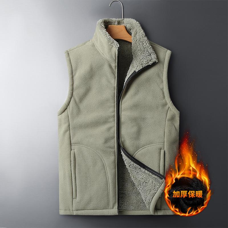 Vest Velvet Wool Gilet Autumn Winter Casual Sleeveless Jacket Men Warm Fleece Mens Vest Jacket Thick Sleeveless Men's