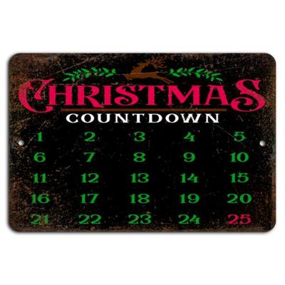 Rustic Christmas Countdown Festive Advent Calendar SignAluminum