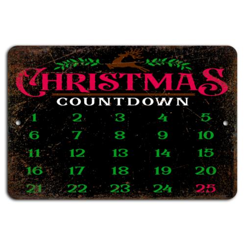 Rustic Christmas Countdown Festive Advent Calendar SignAluminum 20x30cm（7.8x11.8inch）