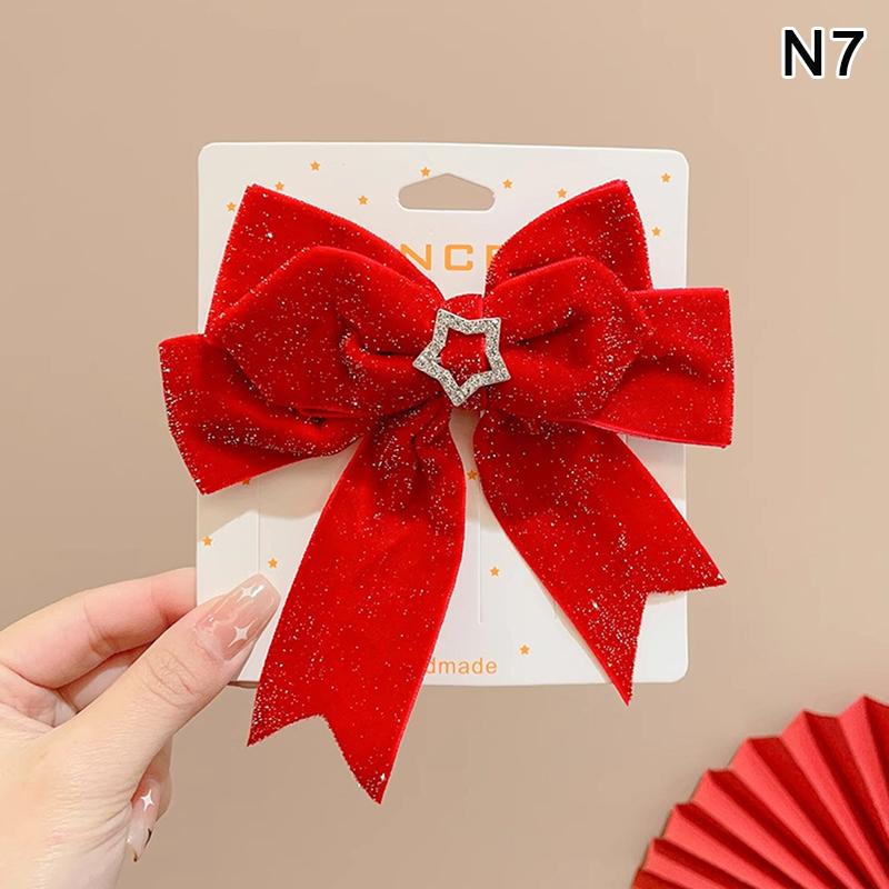 Girl'S Chinese Style Hair Clip With Bow, Red Crown, Top Clip, Children'S Antique Style Headwear, Hair Accessory