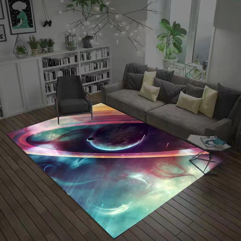 3D Planet Universe Large Area Soft Flannel Carpet Children's Room Play Floor Mat Home Living Room Bedroom Decorative Floor Mat