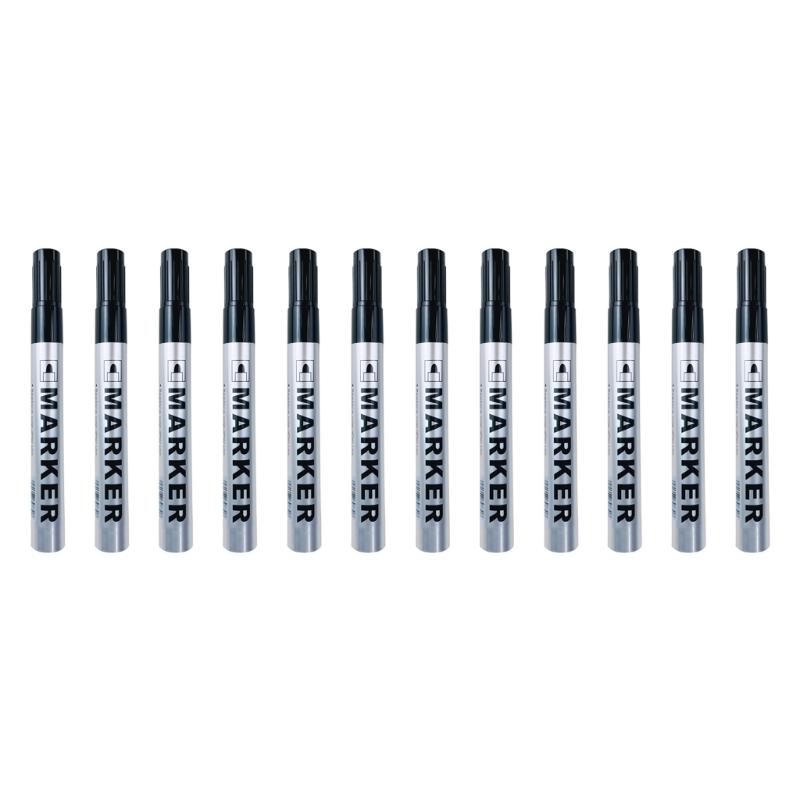 

12 Part Permanent Markers Set Rapiddry Technology Strong Toner for Metal Glass Plastic чёрный