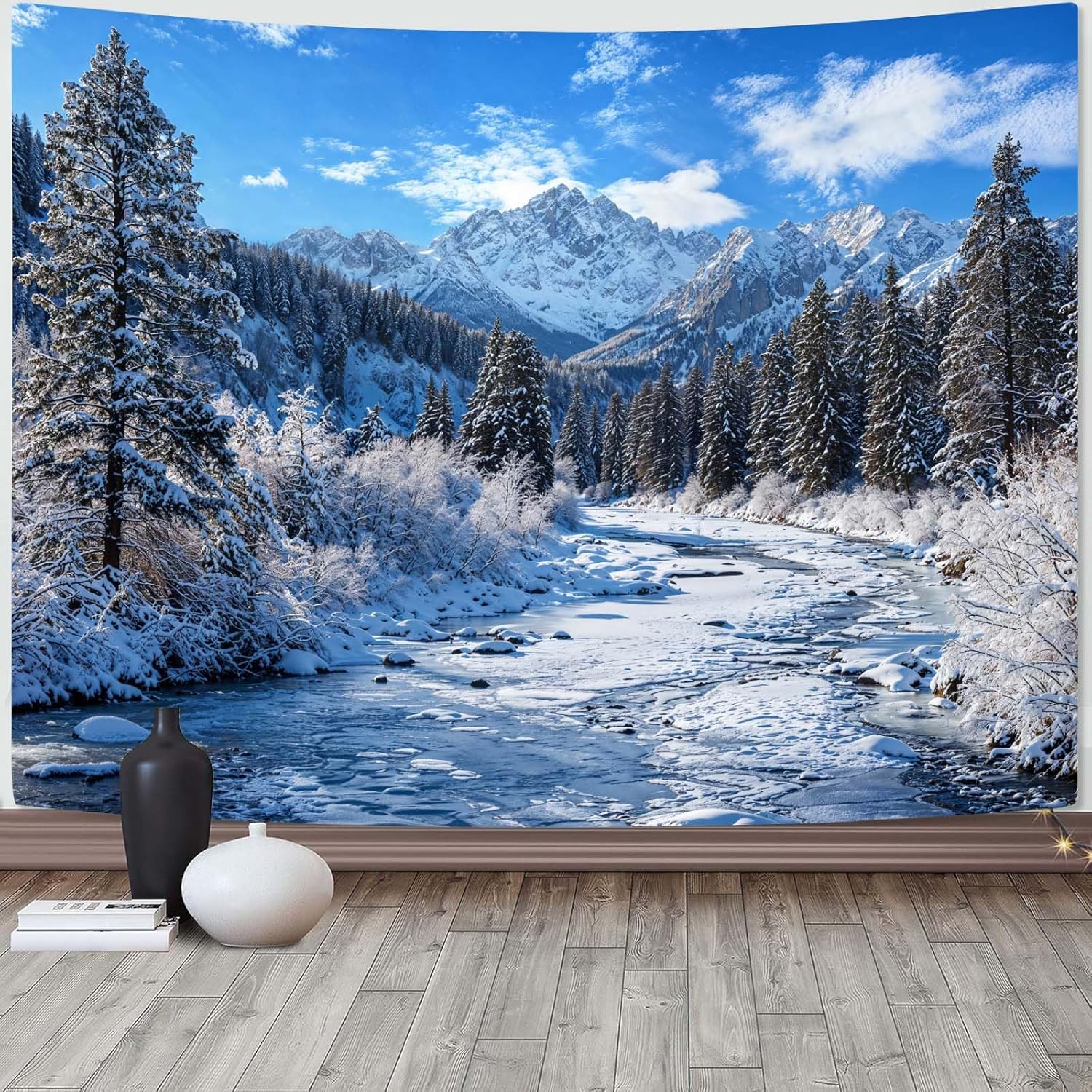 Tapestry amm winter forest snowy mountain 75x100