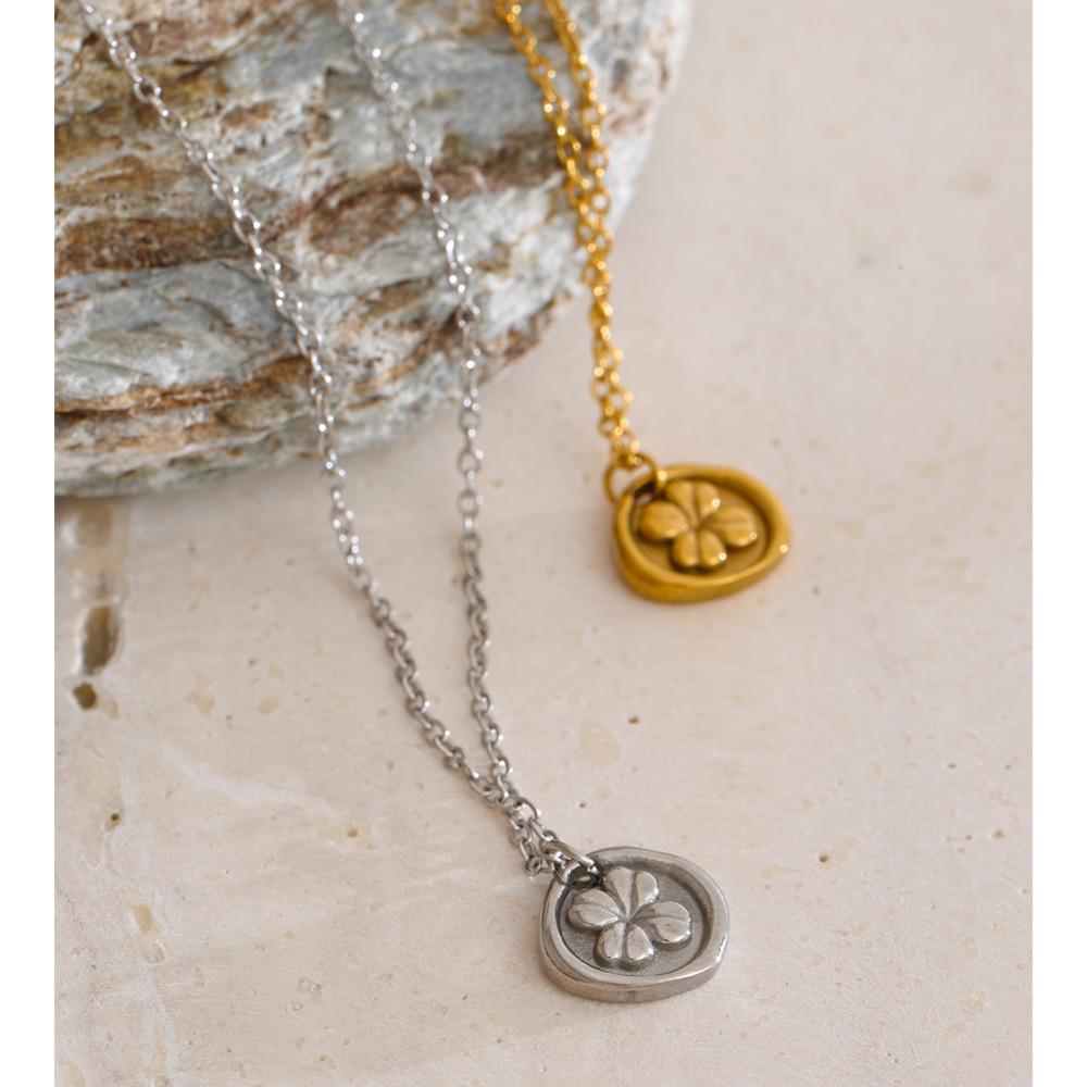 Eetit Stainless Steel Round Flower Necklace Pendant Chain Water Resistant Metal Individualistic Jewelry Wholesale