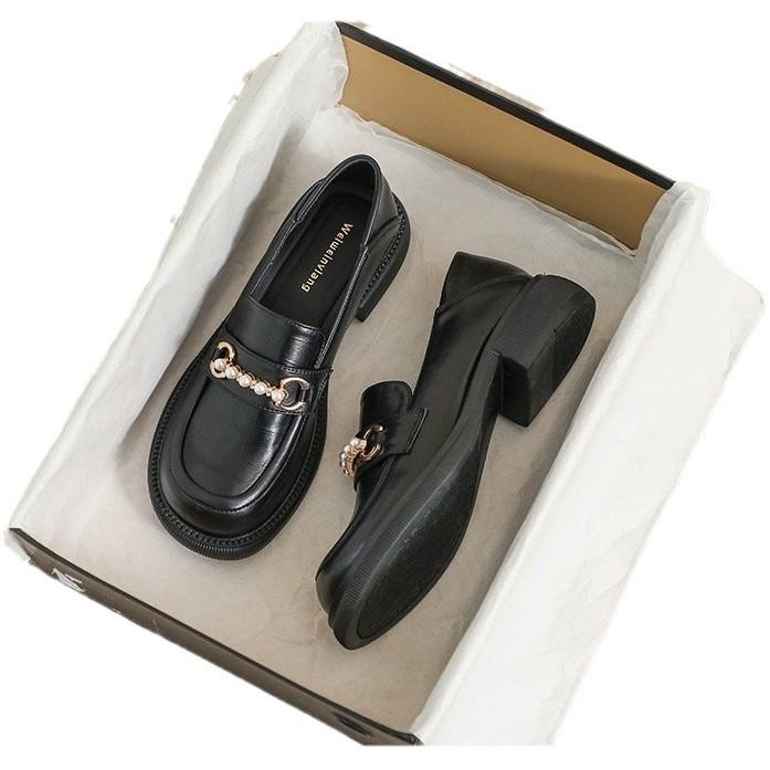 Platform loafers women's spring 2025 new fashion versatile women's single shoes retro British style low heel small leather shoes