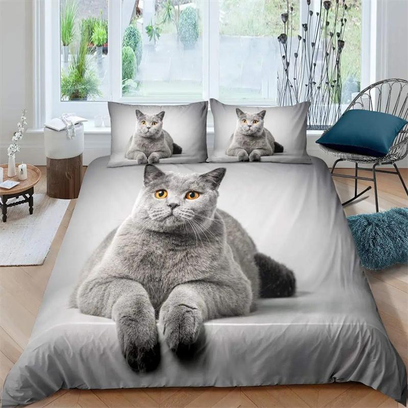 Cat Colorful Bedding Set Pet Cats for Kids Boys Girls Teens Cute Kitten Duvet Cover 3D Animal Gift Room Decoration with Zipper