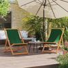 Vidaxl Folding Beach Chairs, 2 Pcs, Green, Fabric Upholstered