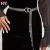 HY  Yonger Factory Gold Silver Chain Waist Tie Bling Bling Glitter Rhinestone Tassel Belt Waistband for Women Dress
