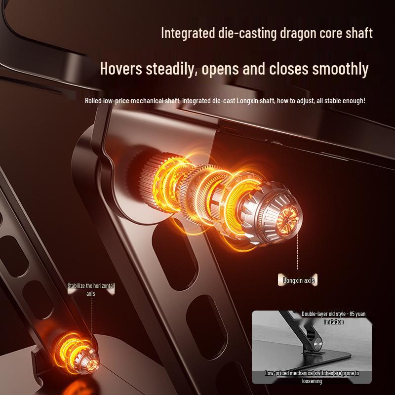 Carbon Steel Laptop Stand: 720° Rotation, Adjustable Height, Non-slip, Foldable, Heat Dissipation