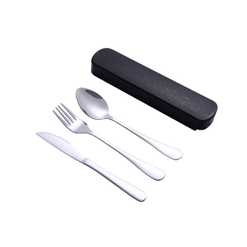 Portable Stainless Steel Cutlery Set: Spoons, Chopsticks, Knife, Fork - Three-Piece Set
