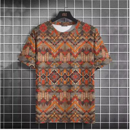 Vintage Men's T-Shirt Easy Race Print, Short Sleeve Summer Round Neck Streetwear Loose Transparent