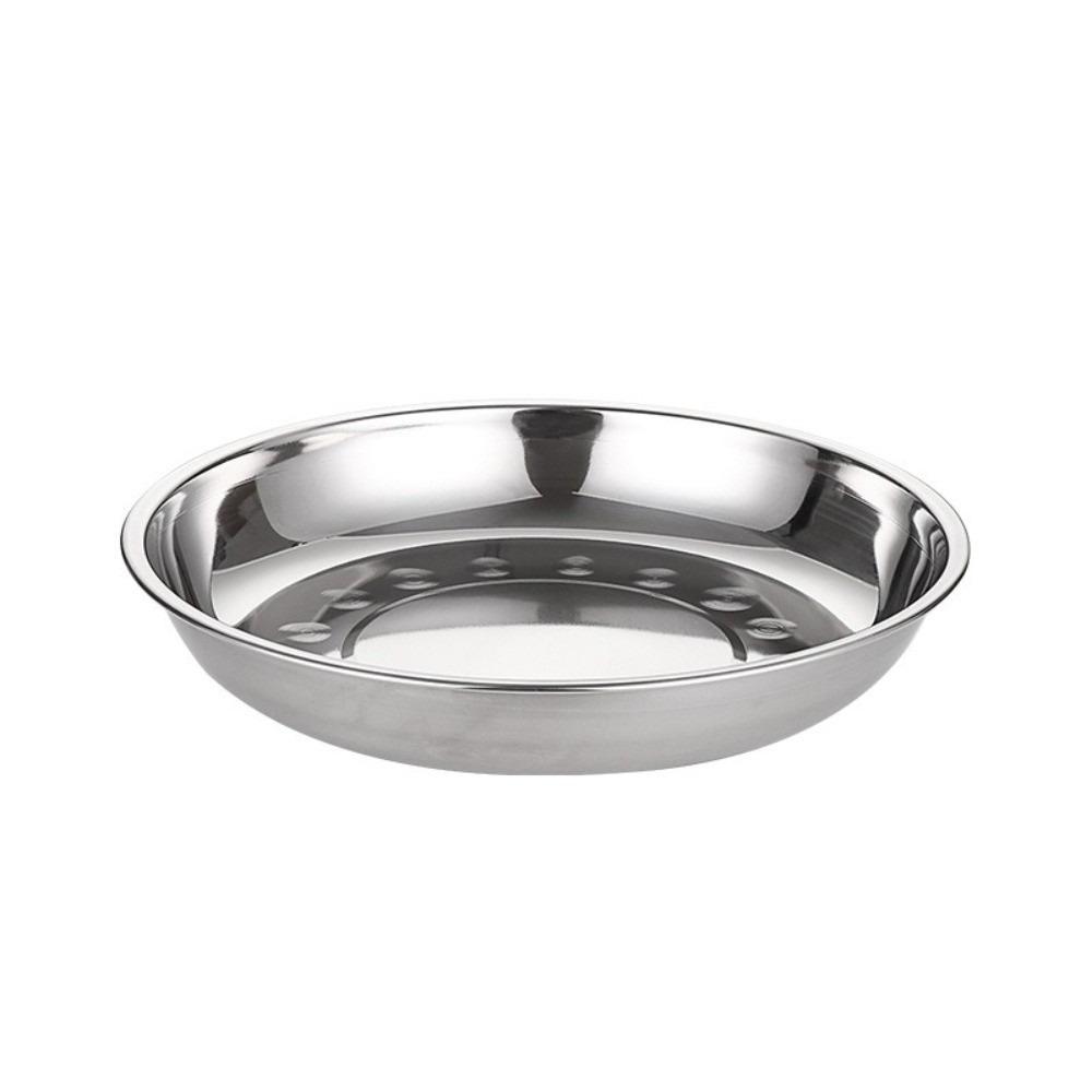 Reusable Deep Dinner Plates Non-Magnetic Metal Serving Platter Versatile Flat Dinnerware  For BBQ