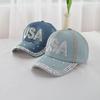 Baseball Cap Women Rhinestone Denim Cloth Sunshade Snapback Hats For Women Summer Spring Travel Sun Hat USA Outdoor Casual New