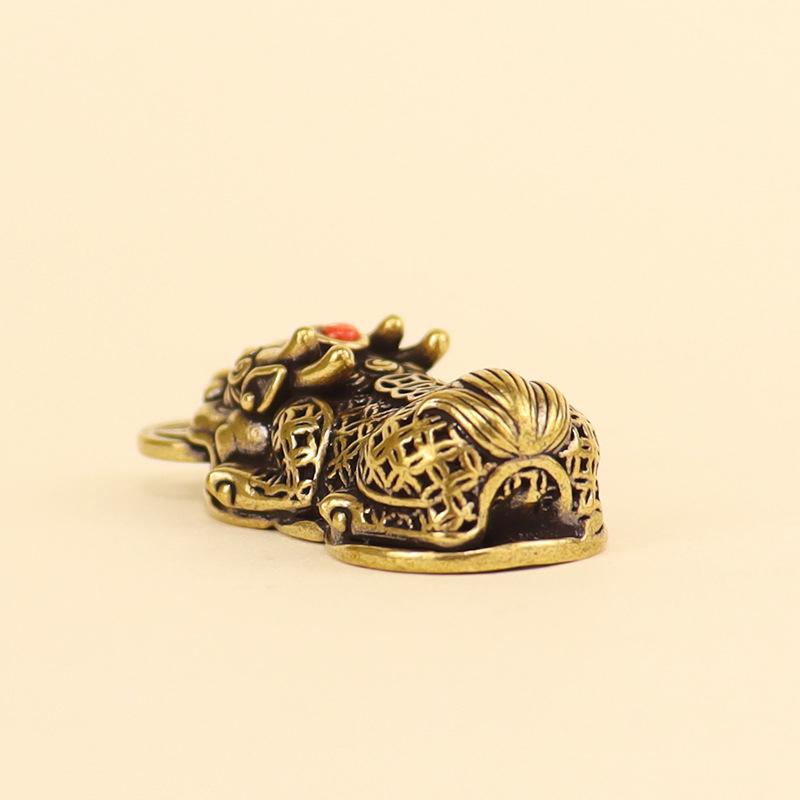 Brass Pixiu Coin Chinese Miniature Figurines - Lucky Ornament For Home Office Tabletop Decoration | Traditional Feng Shui Charms