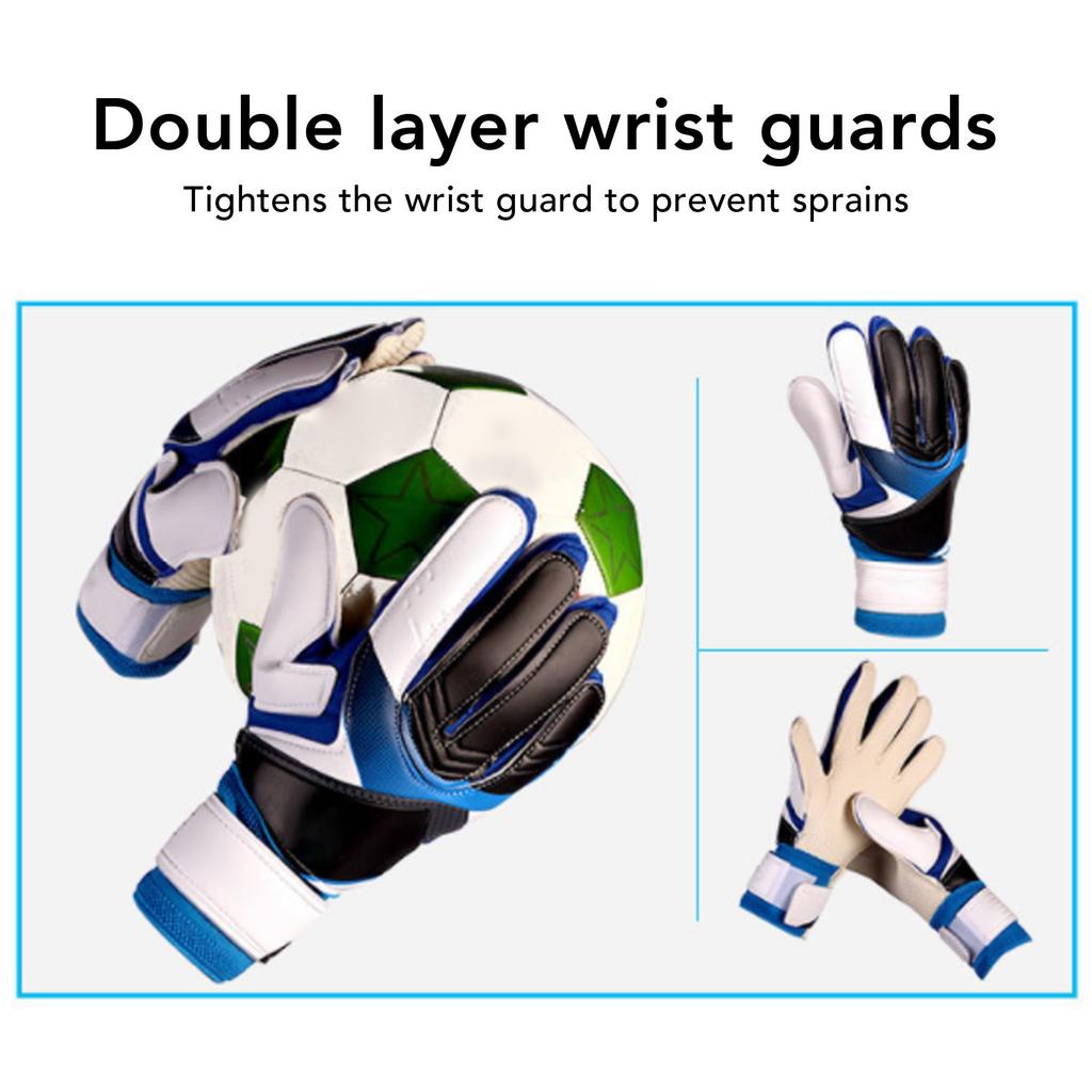Soccer Gloves Breathable Anti Slip Wear Resistant Thickened Blue Goalkeeper Gloves for Kids