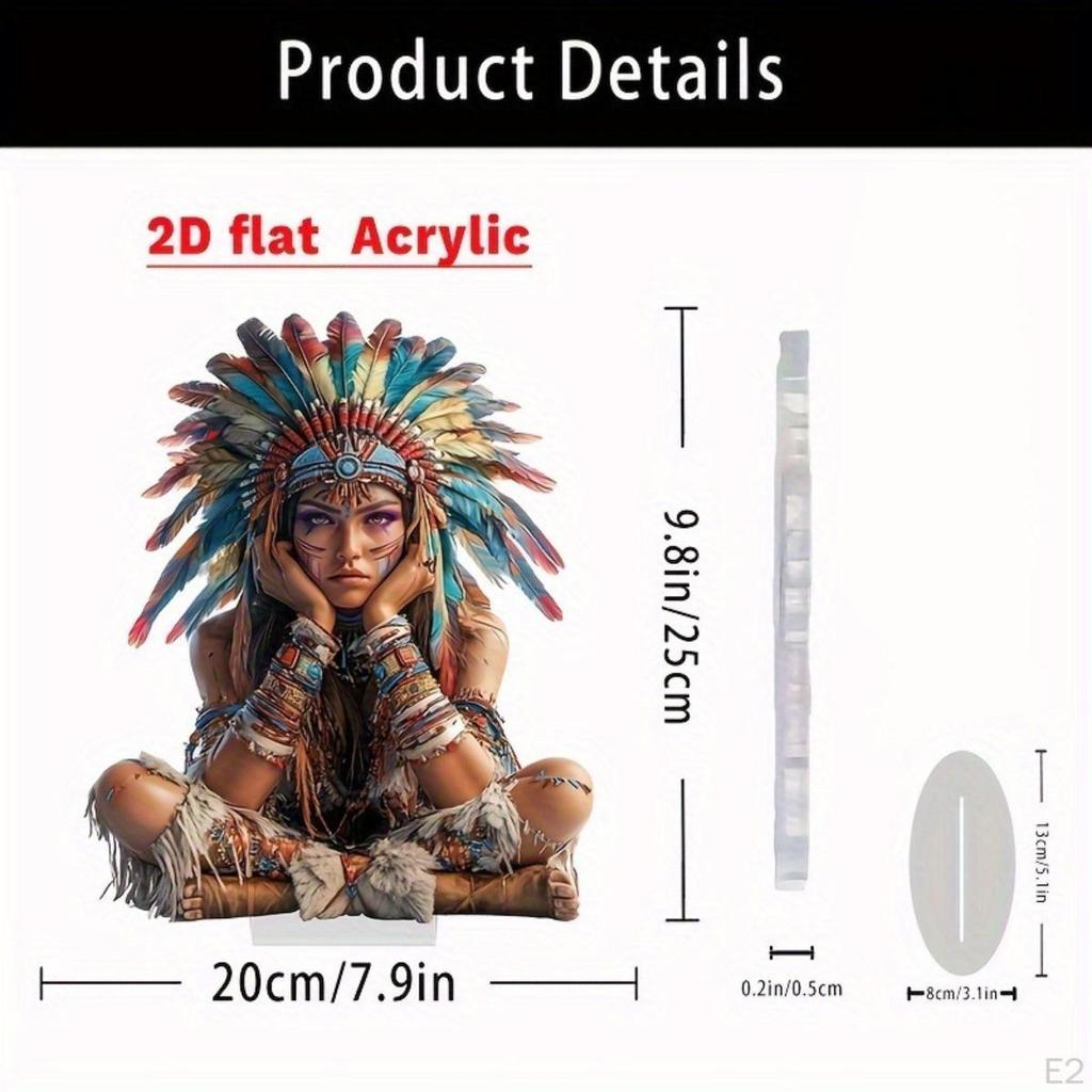2D Flache Indische Indigene Häuptlingsfrau Schreibtischornament Handwerk Acryl Tischdekoration für Café Geschenk