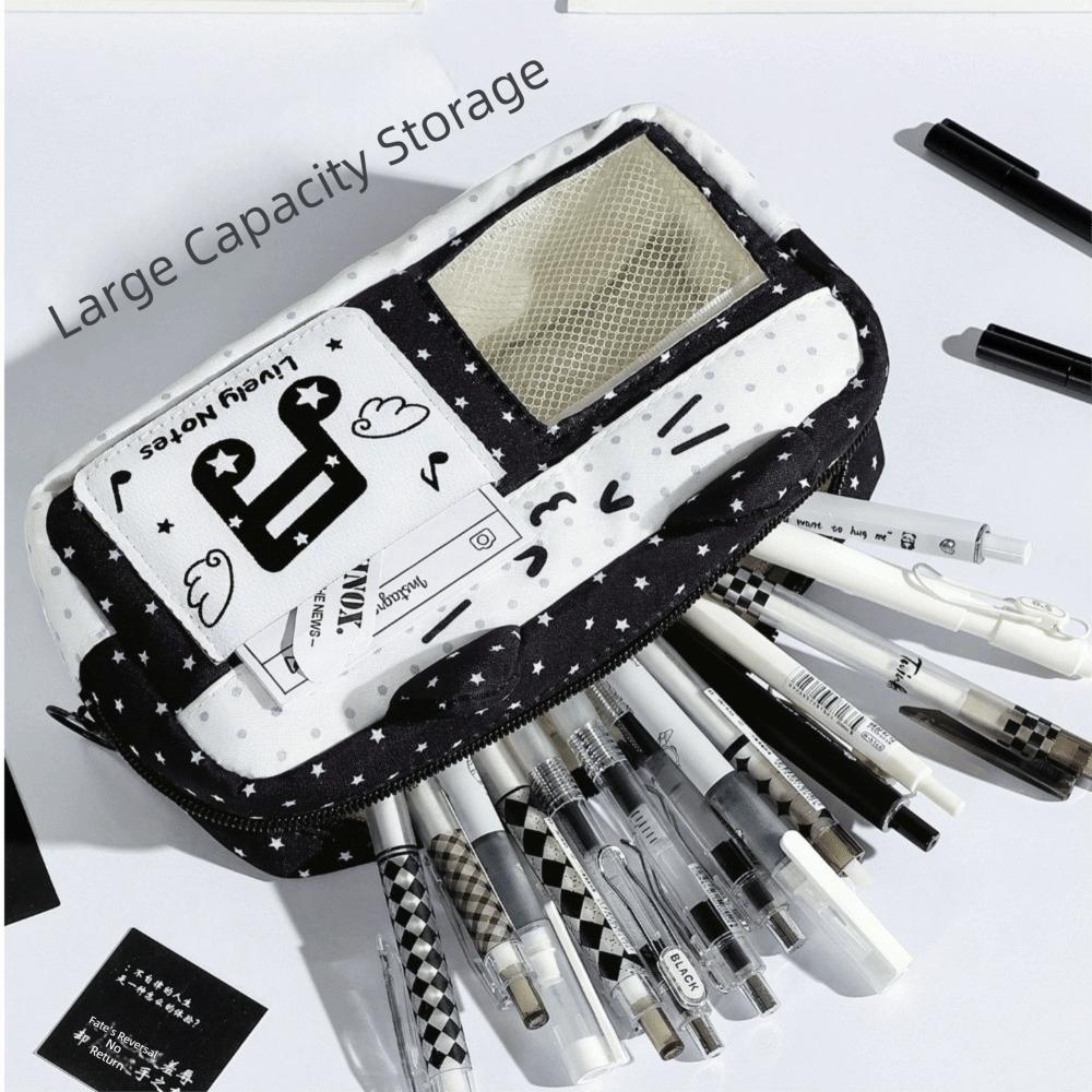 Clear Window 3D Cat Ear Pencil Case Music Note Star Music Pencil Bag Daily Study