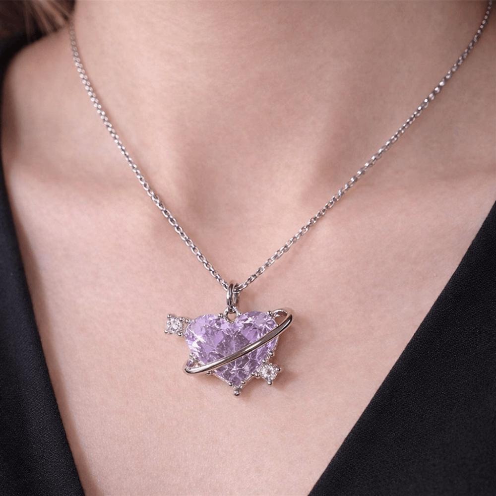 Light Luxury Design Crystal Heart Necklace Sweet Elegant Style Zircon Necklace  Fashion Accessory