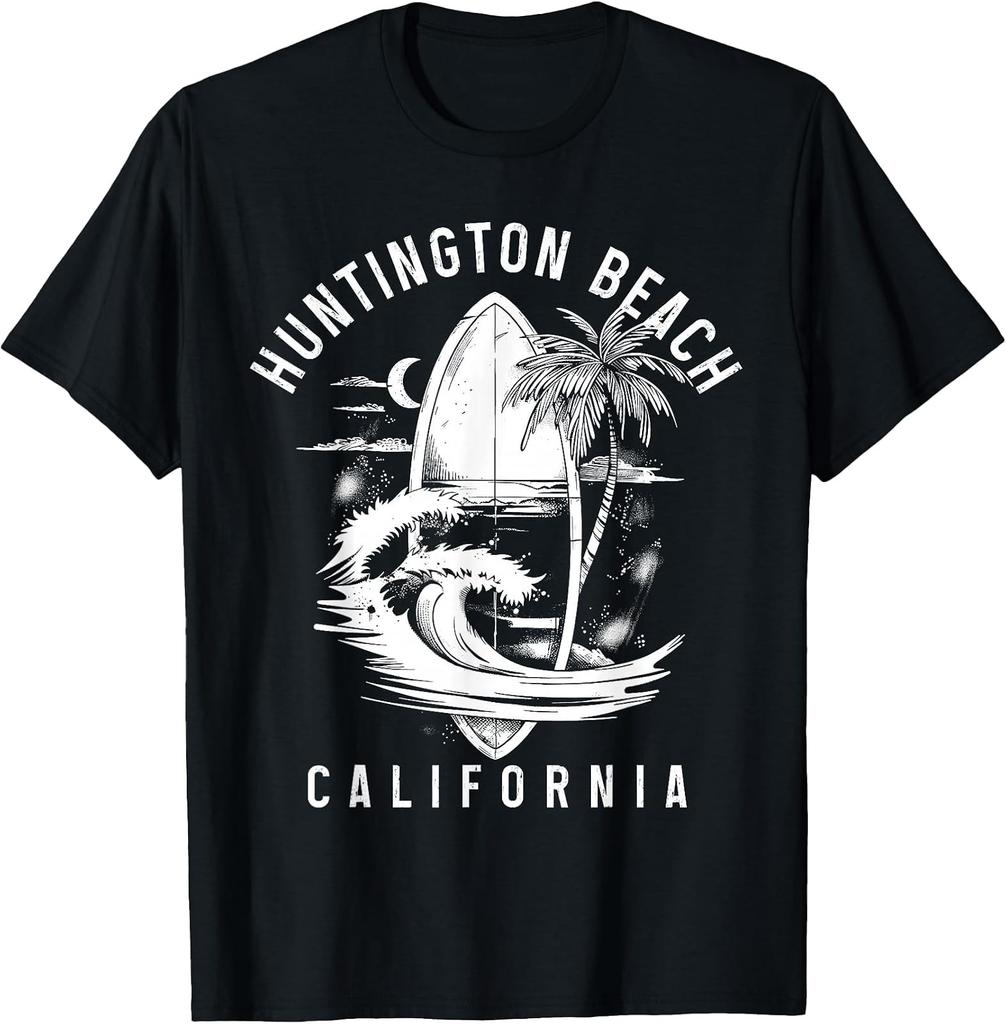 Vintage Surfing T-Shirt Featuring Huntington Beach, California Design