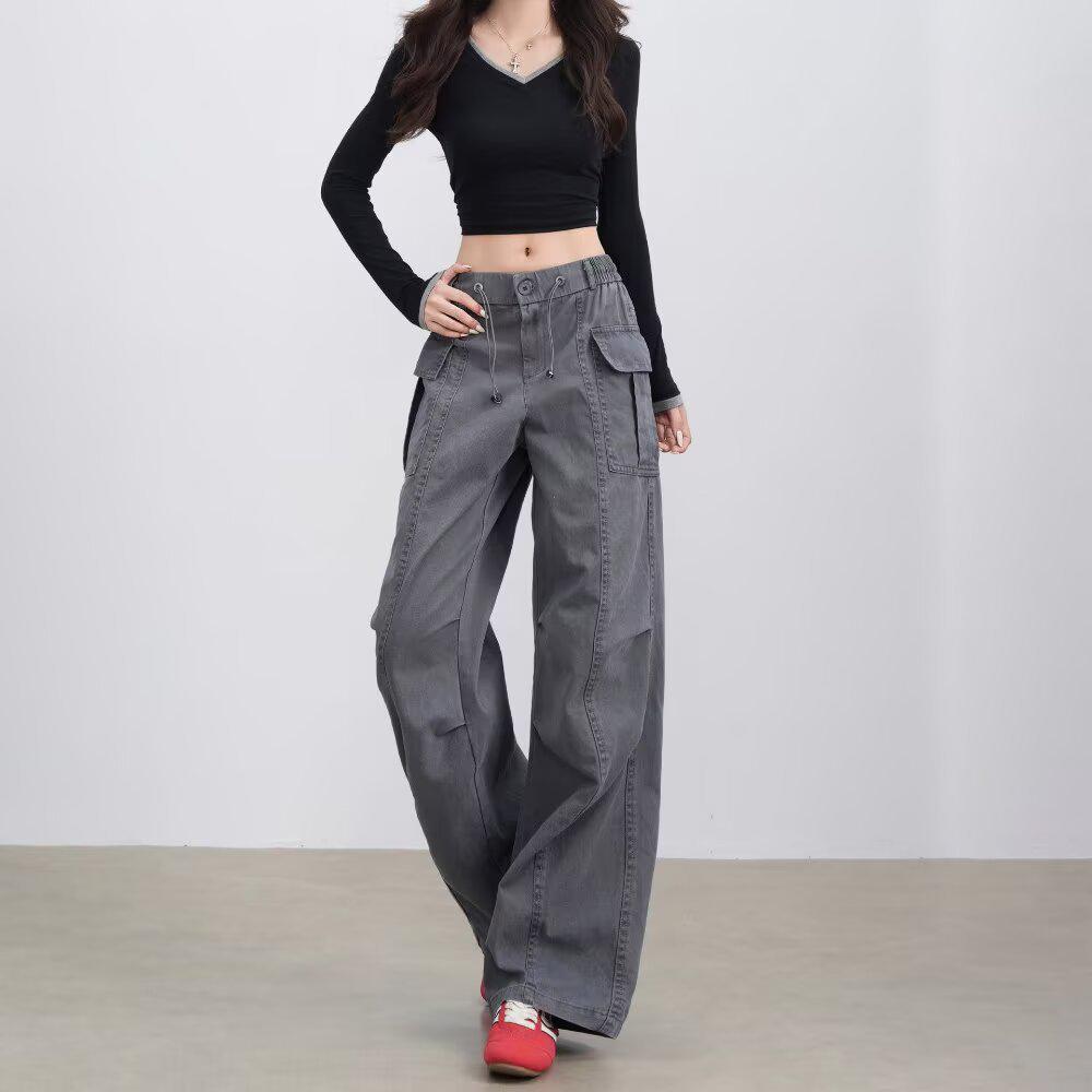 Women's Korean-Style Trendy Cargo Pants: Versatile, Lightweight, High-Street Fashion for Spring/Summer