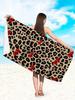 1PC Leopard Cherry Polyester Beach Towel, 2D Printed, All-Season, Lightweight Quick-Dry Soft, Camping/Surfing/Swimming, Unisex