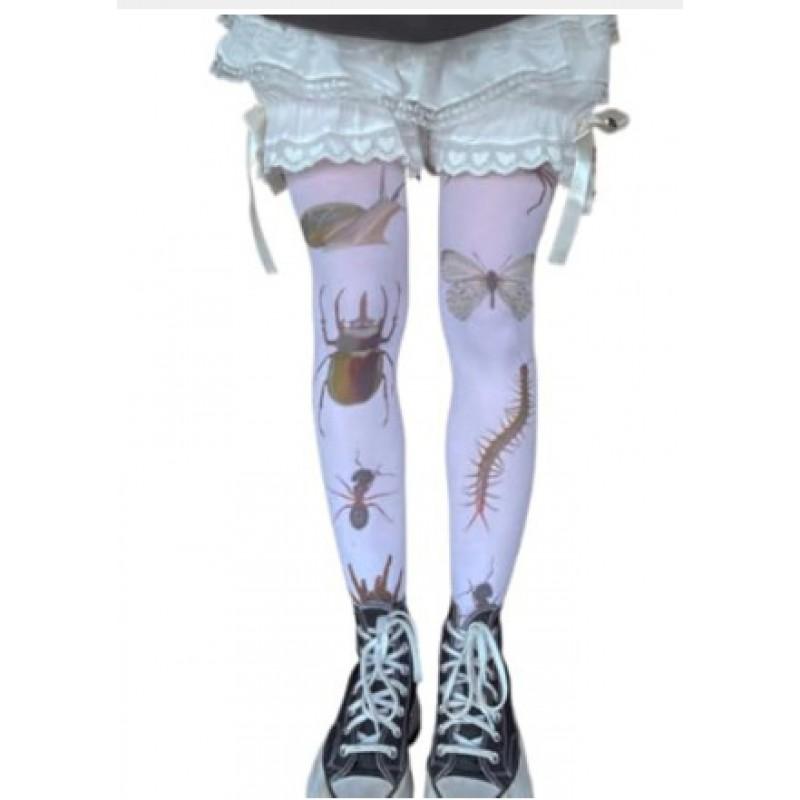 JK Style Cute Cat Print Tights Girls Sweet Cool Japanese Over Knee Socks