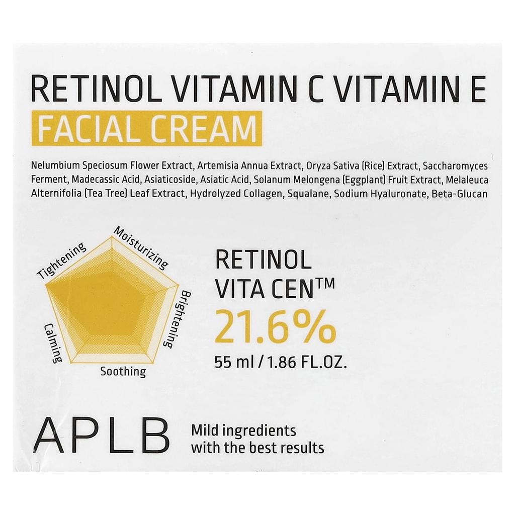 APLB, Retinol Vitamin C & Vitamin E Facial Cream, 55ml (1.86 fl oz)