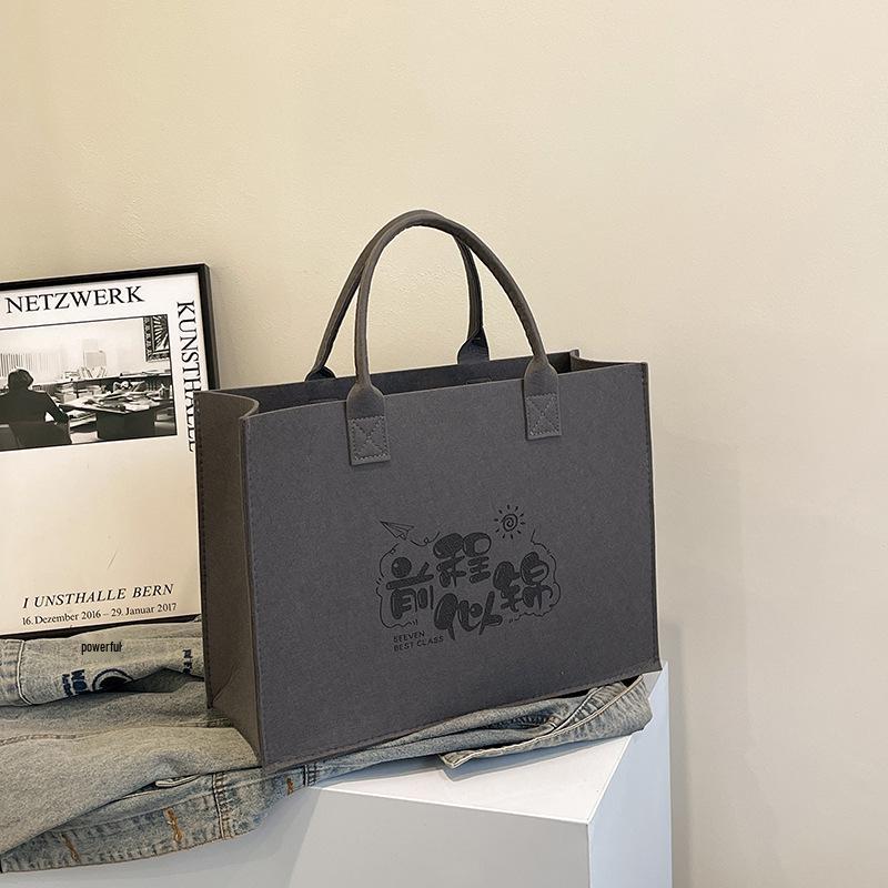 Eco-Friendly Logo Print Large Capacity Felt Tote Bag with Pattern