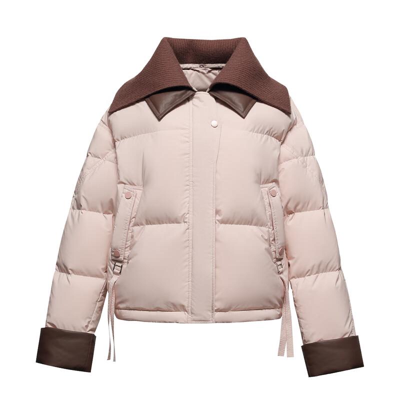 

SNOWFLYING Women s Short Down Jacket with Detachable Knit Collar S 155