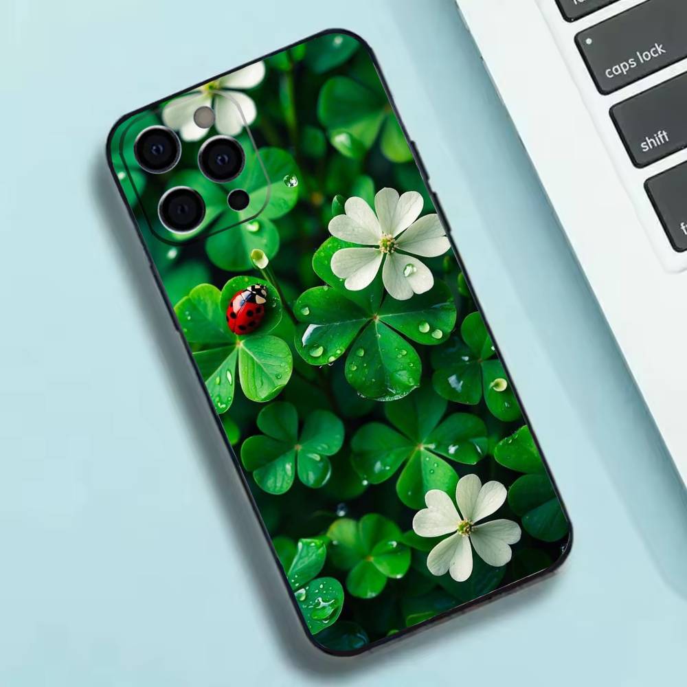 Lucky Four-Leaf Clover Phone Case Silicone Soft For IPhone 17 16 15 14 13 12 11 X XR Plus Pro Max Plus