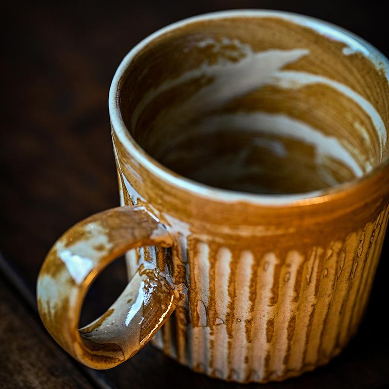 Ceramic Coffee Cup Retro Latte Cup Japanese Hand-Brewed Coffee Cup Afternoon Tea Pair Office Cup