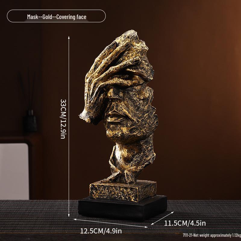 Golden Light Luxury Resin Handicrafts Collection: Ornaments for Office, Living Room, Wine & TV Cabinets