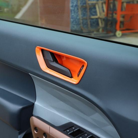 ABS Orange Interior Door Handle Bowl Frame Trim Kit For Ford Maverick -