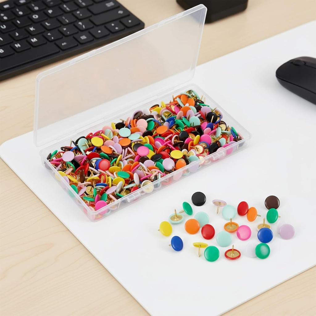 400 Pcs Colors Thumb Plastic Roundness Push P Roundness Head Thumbtack Bulletin Board Tacks for Map Office Photo Wall Cork Board Personal Use
