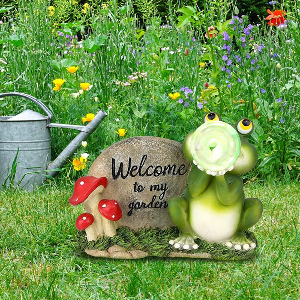 Solar Garden Light Frog Resin Statue Handicraft Ornament Garden Garden Landscape Decorative Light