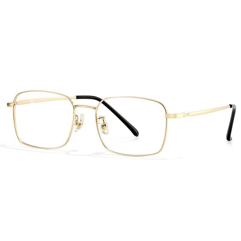 Retro Fashion Personalized Small Frame Plain Metal Flat Mirror Hong Kong Style Gold Wire Glasses Can Be Equipped With Myopia Glasses
