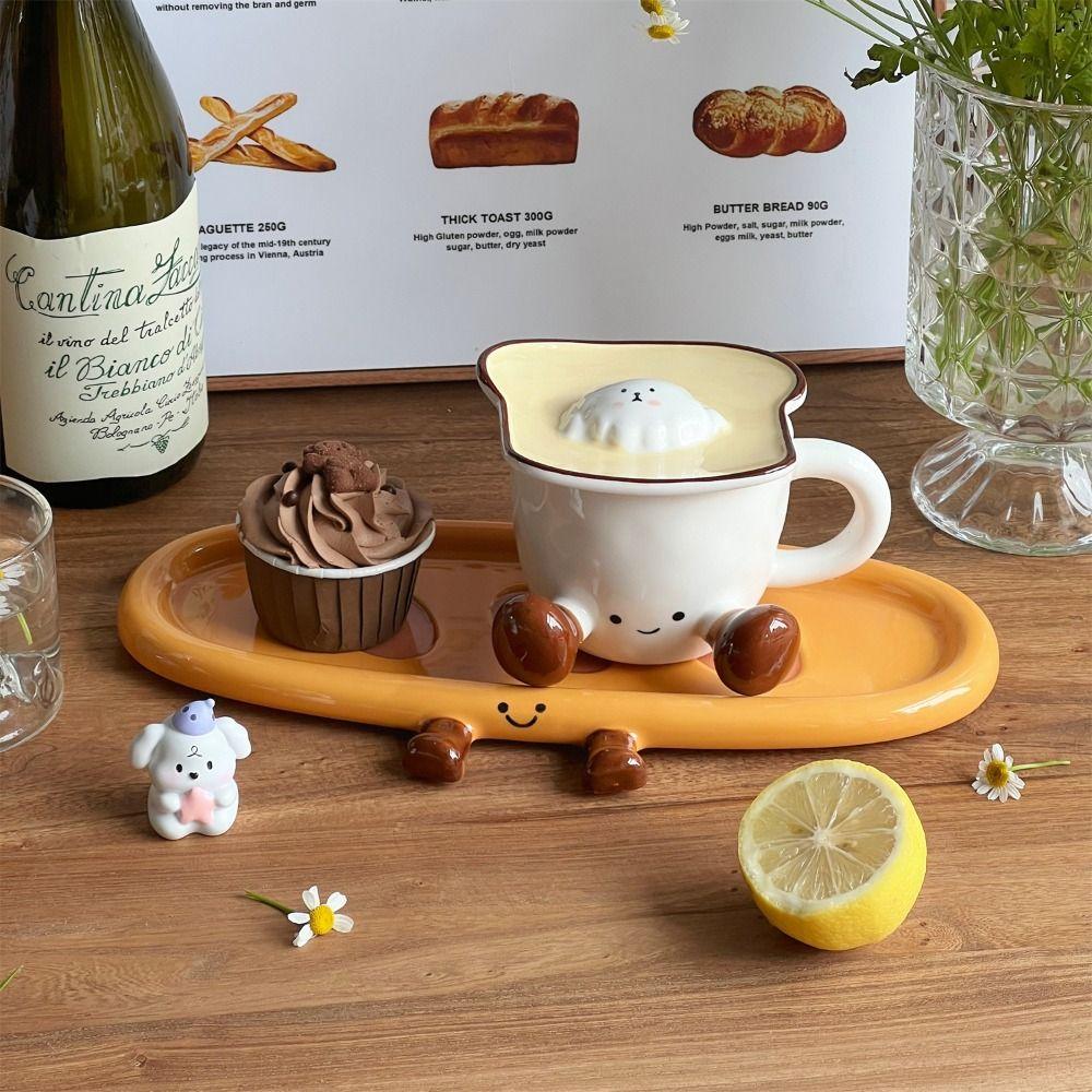 Hand Painted Cake Tray 3D Baguette Snack Plate Unique Breakfast Plate  Home