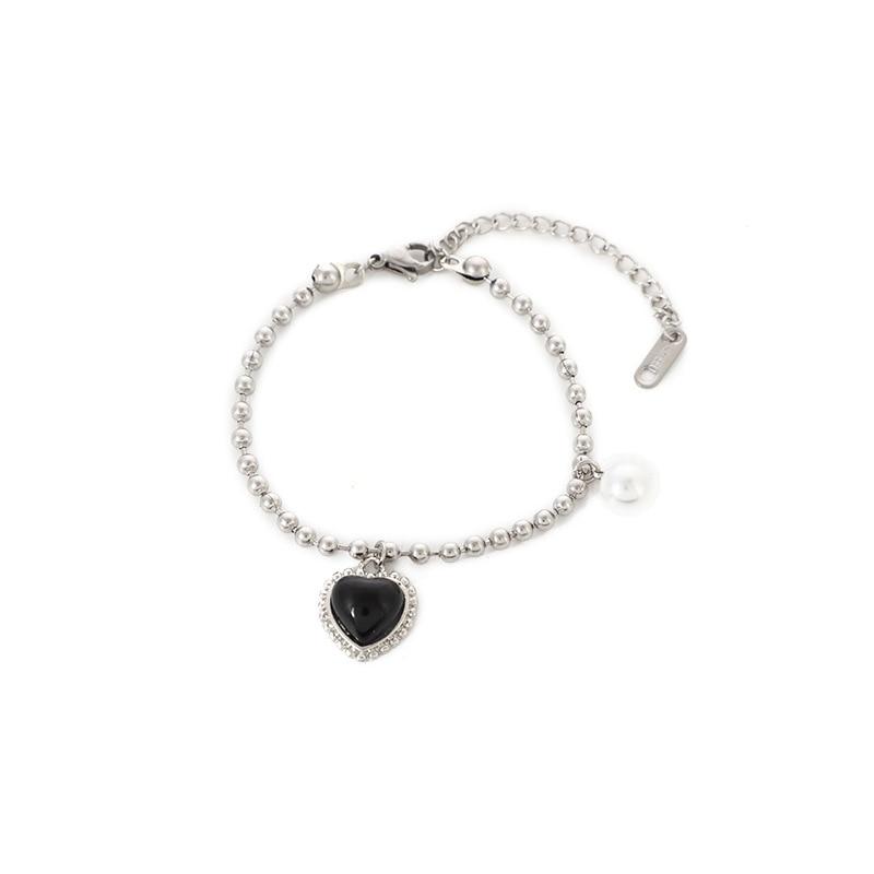 For Women Titanium Steel Fashion Personality Tide Pearl Love Bracelet Female Wind Temperament Simple Bracelet Jewelry