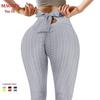 Cross-Waist Jacquard High-Waisted Butt-Lifting Yoga Pants