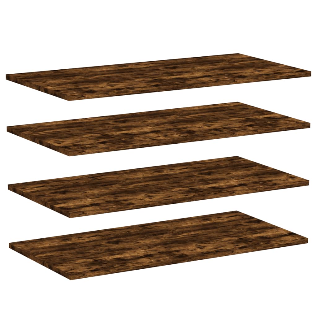 Wall Shelves Set of 4 Smoked Oak Finish 80 X 40 X 1.5 Cm Particleboard