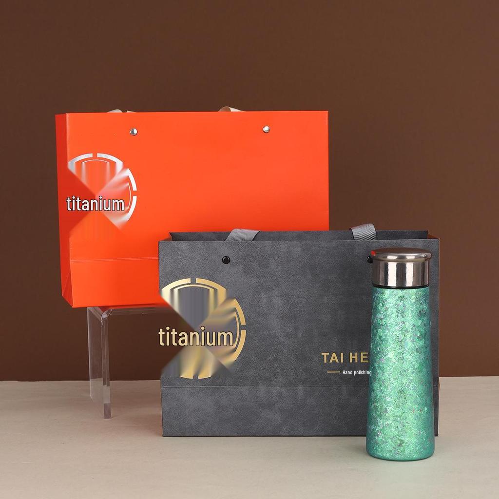 Compact Double-Walled Titanium Tea Infuser Cup with Gift Box - Portable, Thermal Vacuum Insulated for Steeping Tea